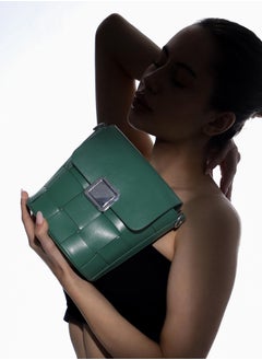 Haute Sauce Solid Interlock Regular Vegan Leather Sling Bag with Detachable Strap For Women  - Image 2