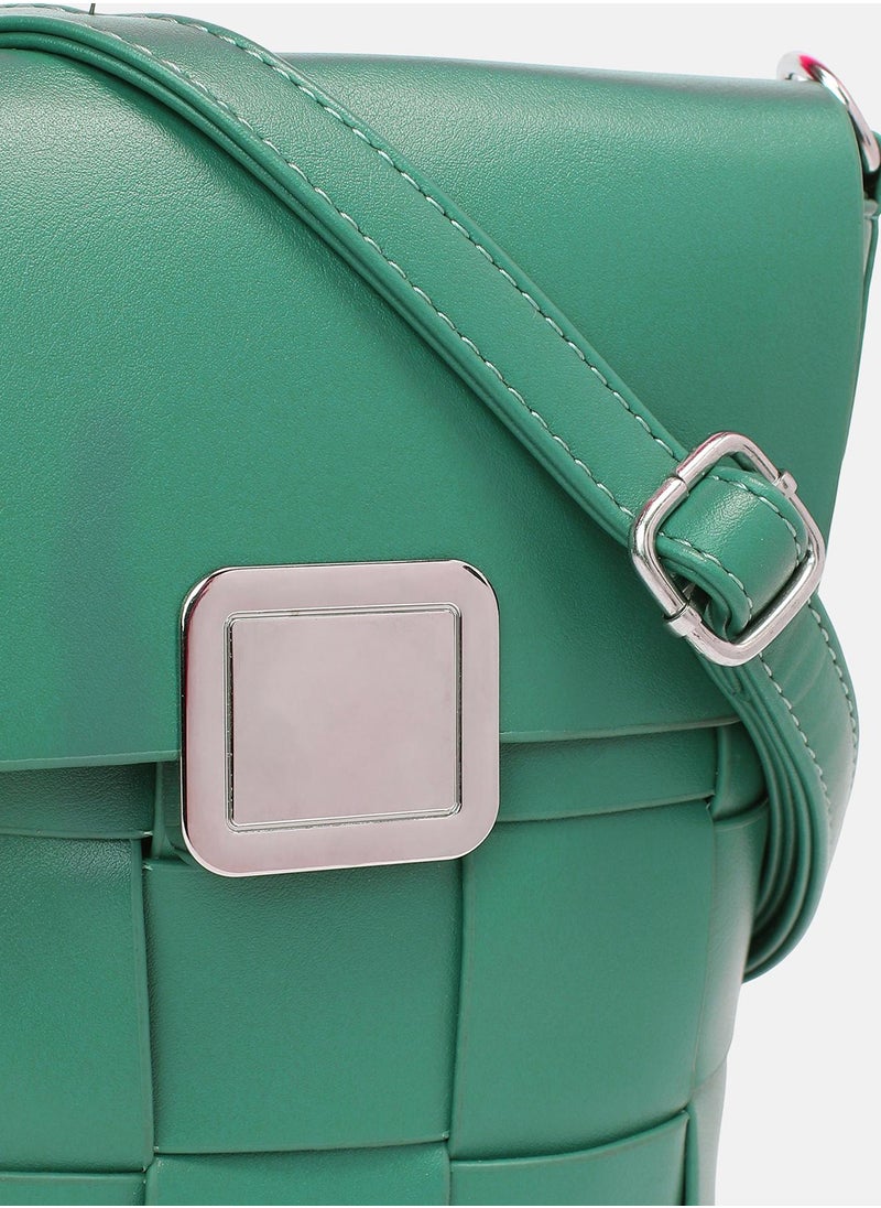 Haute Sauce - Solid Interlock Regular Vegan Leather Sling Bag with Detachable Strap For Women - Image 1