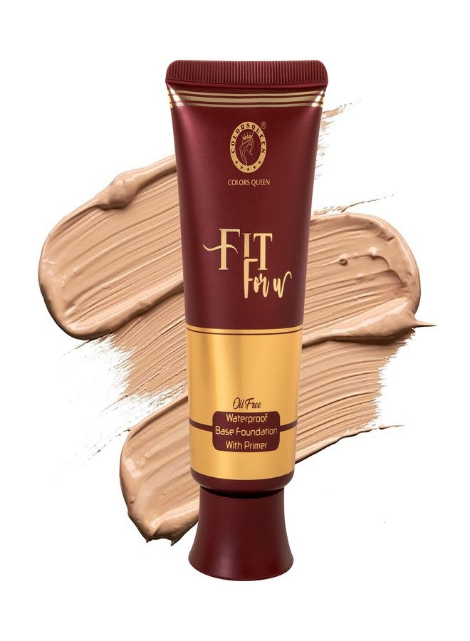 Colors Queen Fit For U Oil Free Foundation with Primer - Natural Almonds, 50 ml | Long Lasting & Waterproof, Medium to Full Coverage, Weightless Matte | Liquid Face Makeup - Image 1