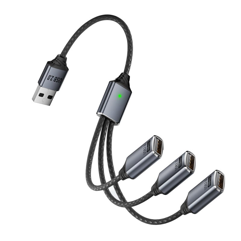 TFAK 0.8Ft USB2.0 Adapter, USB Splitter Y, USB1 in to 3 Out Extender Cable,for Car/Mac/Xbox/Laptop/Tablet/Smartphone Data Transmissionï¼ˆBlack - Image 1