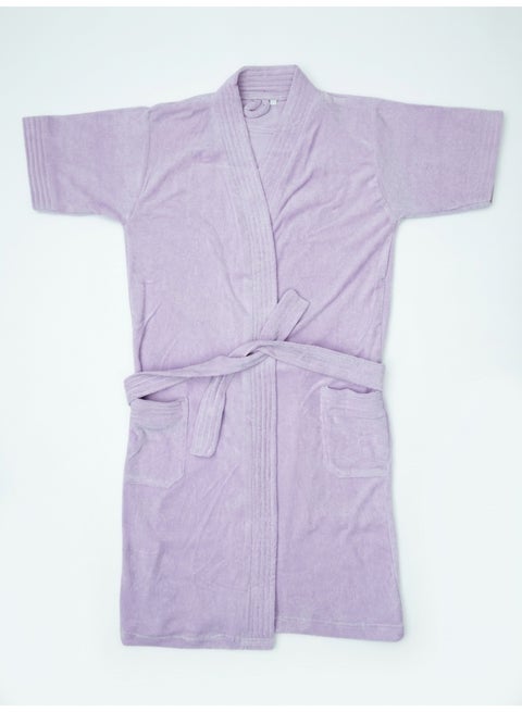 100% Cotton Terry Bathrobe Medium Luxor Unisex Dusty Purple Aubergine Spa Loungewear, Highly Absorbent Hotel Robe Offering Cozy Comfort Like A Warm Blanket