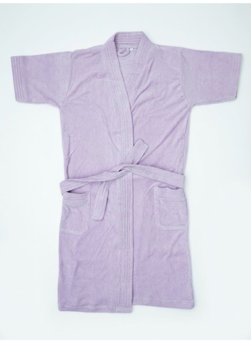 Ambrosia 100% Cotton Terry Bathrobe Medium Luxor Unisex Dusty Purple Aubergine Spa Loungewear, Highly Absorbent Hotel Robe Offering Cozy Comfort Like A Warm Blanket - Image 1