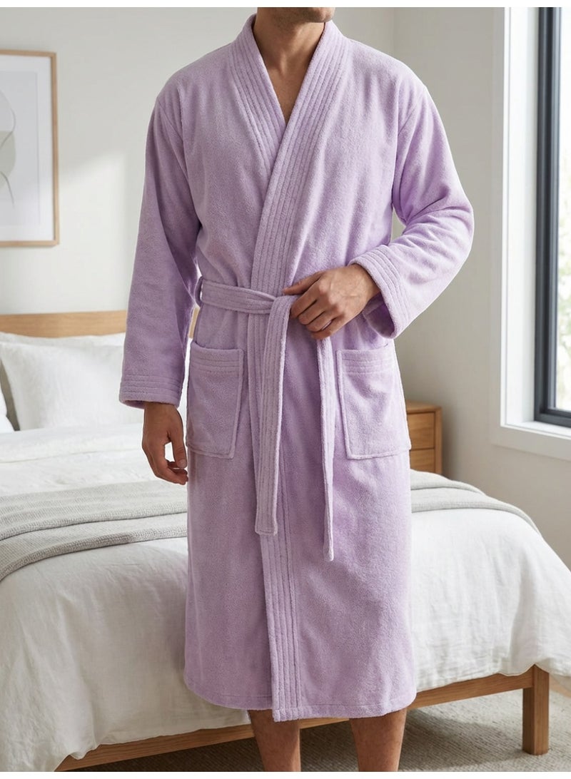 Ambrosia 100% Cotton Terry Bathrobe Medium Luxor Unisex Dusty Purple Aubergine Spa Loungewear, Highly Absorbent Hotel Robe Offering Cozy Comfort Like A Warm Blanket - Image 4