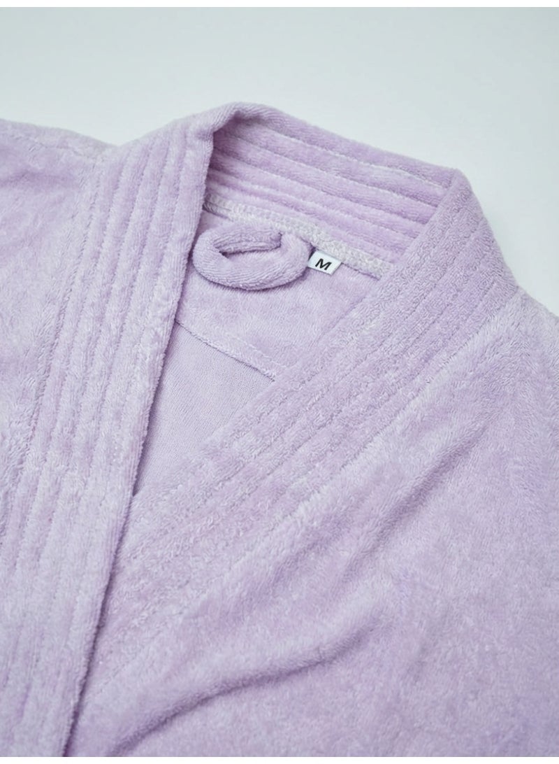 Ambrosia 100% Cotton Terry Bathrobe Medium Luxor Unisex Dusty Purple Aubergine Spa Loungewear, Highly Absorbent Hotel Robe Offering Cozy Comfort Like A Warm Blanket - Image 2