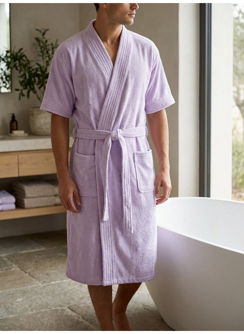 Ambrosia 100% Cotton Terry Bathrobe Medium Luxor Unisex Dusty Purple Aubergine Spa Loungewear, Highly Absorbent Hotel Robe Offering Cozy Comfort Like A Warm Blanket - Image 3