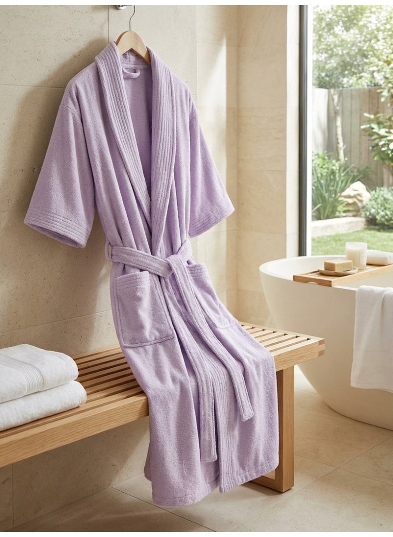 Ambrosia 100% Cotton Terry Bathrobe Medium Luxor Unisex Dusty Purple Aubergine Spa Loungewear, Highly Absorbent Hotel Robe Offering Cozy Comfort Like A Warm Blanket - Image 5