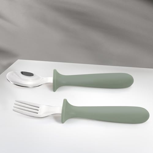 Eascrozn Baby Feeding Set, 2 Pack Silicone Baby Plates with Suction, 2 Pack Spoons and Forks Set for Toddler Utensils, BPA Free, Baby Led Weaning Supplies for Eating Essentials - Image 5