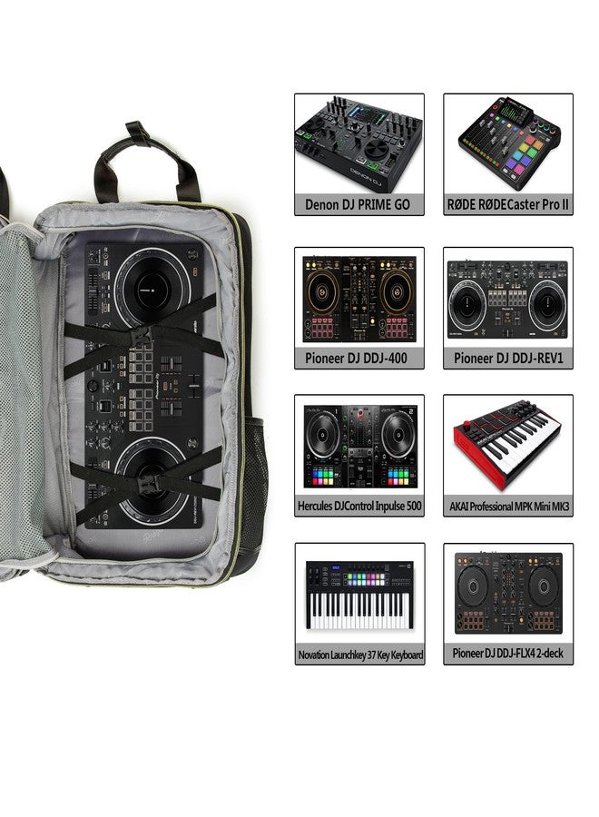 Rabjen حقيبة ظهر Rabjen DJ لحفلات النوادي، حقيبة خلاط متوافقة مع Pioneer DDJ-Rev1، وحدة تحكم، لوحة مفاتيح Novation Launchkey ذات 37 مفتاحًا، وغيرها من المعدات - Image 3
