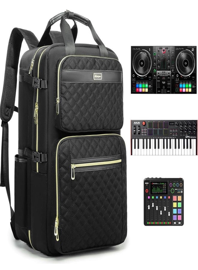 Rabjen حقيبة ظهر Rabjen DJ لحفلات النوادي، حقيبة خلاط متوافقة مع Pioneer DDJ-Rev1، وحدة تحكم، لوحة مفاتيح Novation Launchkey ذات 37 مفتاحًا، وغيرها من المعدات - Image 1
