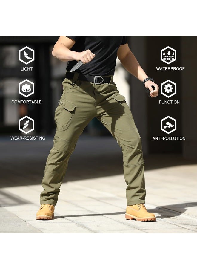 FLYFIREFLY Men's Tactical Cargo Pants Water Resistant Ripstop Outdoor Quick Dry Hiking Work Pants with Pockets(No Belt), Green, 34 - Image 2
