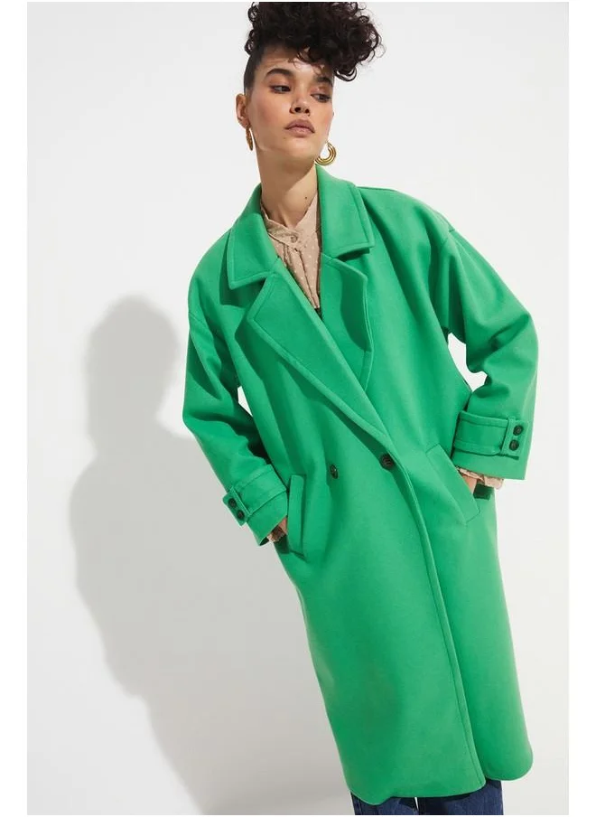 جون June Oversize Double Breasted Coat Green