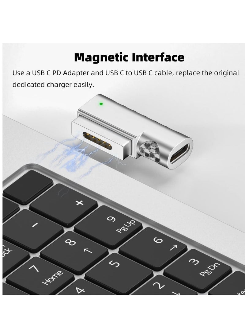 SYOSI محول USB C إلى T-Tip مغناطيسي، محول USB Type-C إلى T-Head مغناطيسي 2 بقوة 100 وات للشحن السريع، محول من Type-C أنثى إلى Magnetic 2، مناسب لجهاز MacBook Pro Air 2013-2015 - Image 2