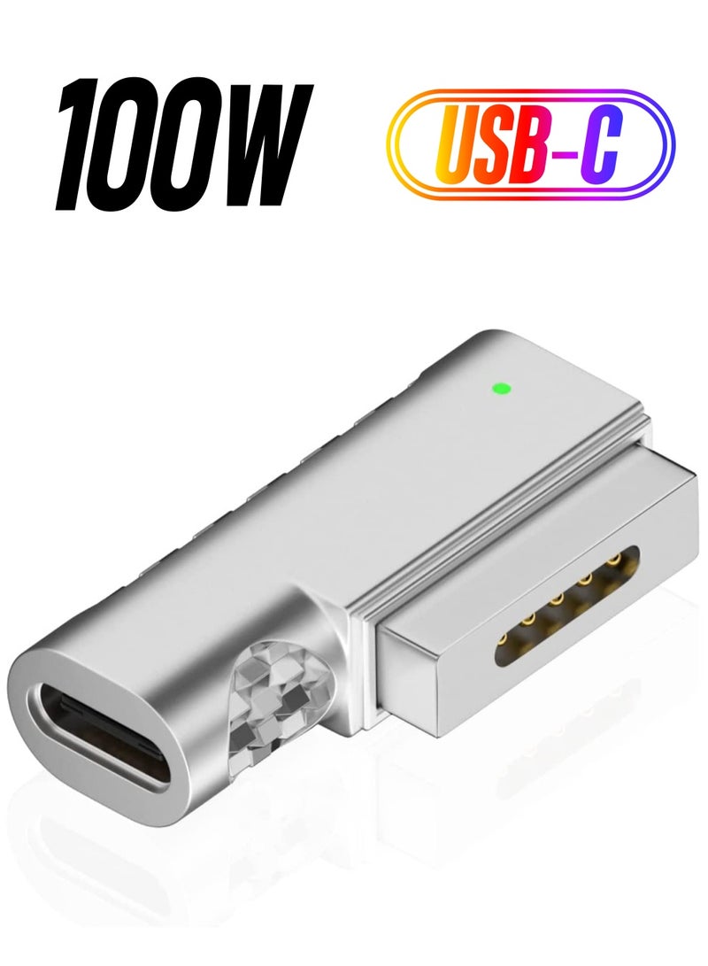 SYOSI محول USB C إلى T-Tip مغناطيسي، محول USB Type-C إلى T-Head مغناطيسي 2 بقوة 100 وات للشحن السريع، محول من Type-C أنثى إلى Magnetic 2، مناسب لجهاز MacBook Pro Air 2013-2015 - Image 1