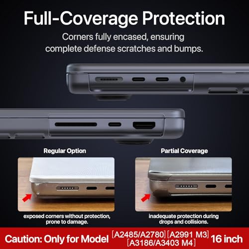 Soonjet for MacBook Pro 16 inch Case M4 2025 2024-2021 M3 M2 M1 Pro/Max [100% Match Official Color] Protective Hard Cover Laptop - Space Gray Clear - Image 3