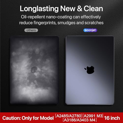 Soonjet for MacBook Pro 16 inch Case M4 2025 2024-2021 M3 M2 M1 Pro/Max [100% Match Official Color] Protective Hard Cover Laptop - Space Gray Clear - Image 5
