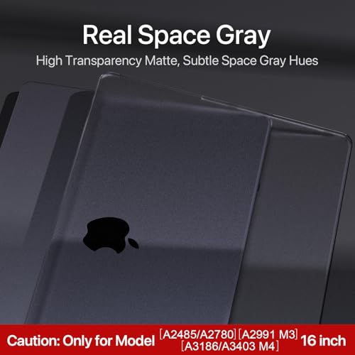Soonjet for MacBook Pro 16 inch Case M4 2025 2024-2021 M3 M2 M1 Pro/Max [100% Match Official Color] Protective Hard Cover Laptop - Space Gray Clear - Image 4