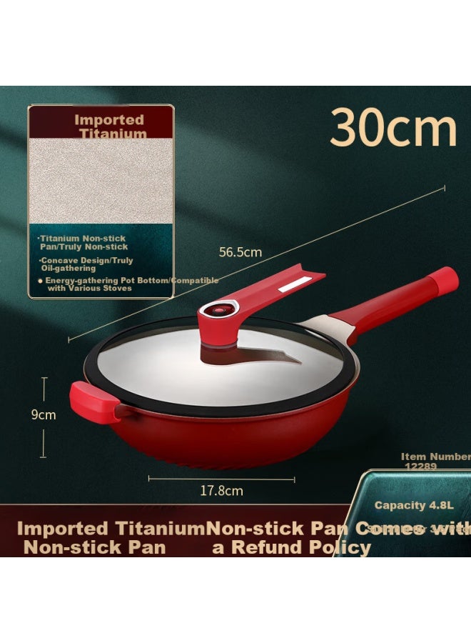 Ssn Titanium Wok, Non-stick Pan For Home Use, Frying Pan, Flat-bottom Skillet, Non-stick Titanium Cookware For Induction Cooker And Gas Stove - Image 3