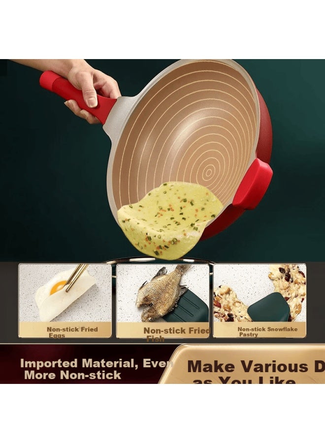 Ssn Titanium Wok, Non-stick Pan For Home Use, Frying Pan, Flat-bottom Skillet, Non-stick Titanium Cookware For Induction Cooker And Gas Stove - Image 2