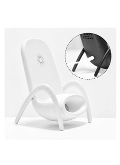 Excefore Wireless Charger,Portable Mini Chair Wireless Charger Supply for All Phones,Multipurpose Phone Stand with Musical Speaker Function,USB Cable Power Bank-White  - Image 4