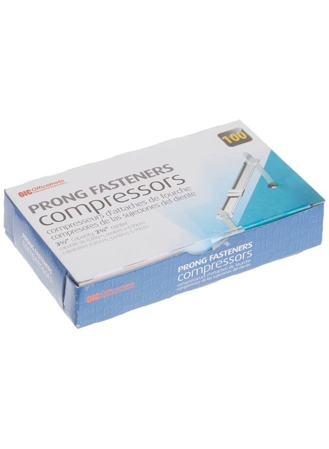 Officemate Prong Paper Fastener, Compressors. 3 1/2 inch Base, Box of 100 (99855) - Image 1