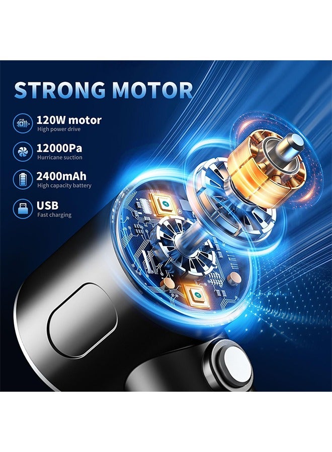 3 in 1 Keyboard Vacuum Cleaner, 12000PA High Power Handheld Car Vacuum, Cordless Portable Mini Table Vacuum Cleaner, Compressed Air Duster Keyboard Cleaner for Car,Desktop, Pet Hair Cleaning - Image 4