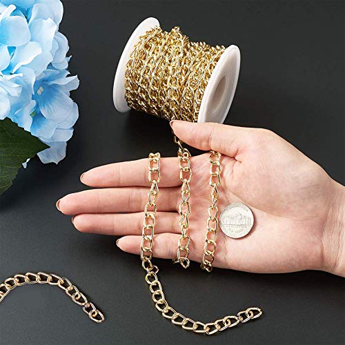 ALEXCRAFT 16.4Feet Gold Plated Brass Curb Chain Twisted Chunky Link Chains Bulk with Spool for Jewelry Making - Image 3