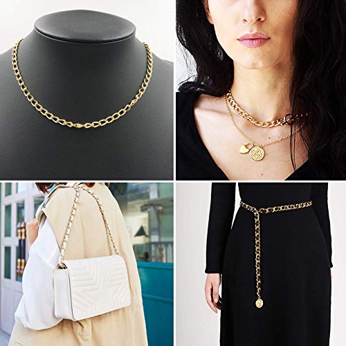 ALEXCRAFT 16.4Feet Gold Plated Brass Curb Chain Twisted Chunky Link Chains Bulk with Spool for Jewelry Making - Image 2