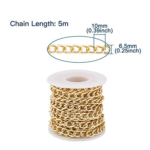 ALEXCRAFT 16.4Feet Gold Plated Brass Curb Chain Twisted Chunky Link Chains Bulk with Spool for Jewelry Making - Image 4