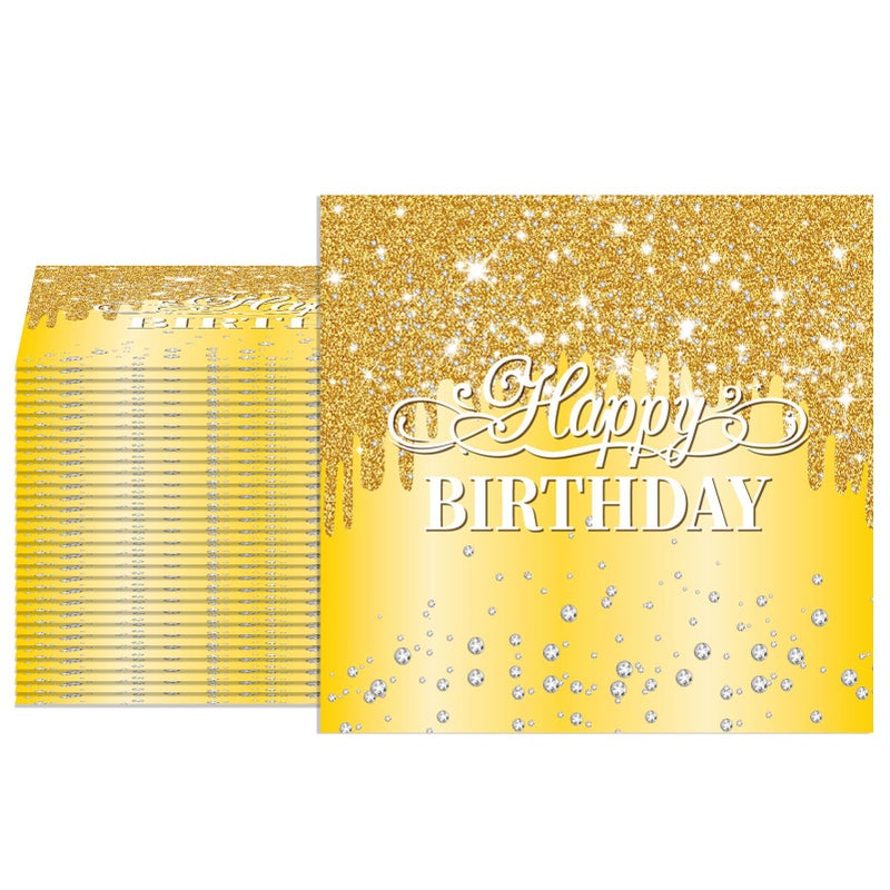 Muplaya 40pcs Happy Birthday Napkins Gold Happy Birthday Decorations for Women and Girls Disposable Paper Sparkle Diamond Gold Napkins for Birthday Wedding Anniversary Baby Shower Party Decor  - Image 1