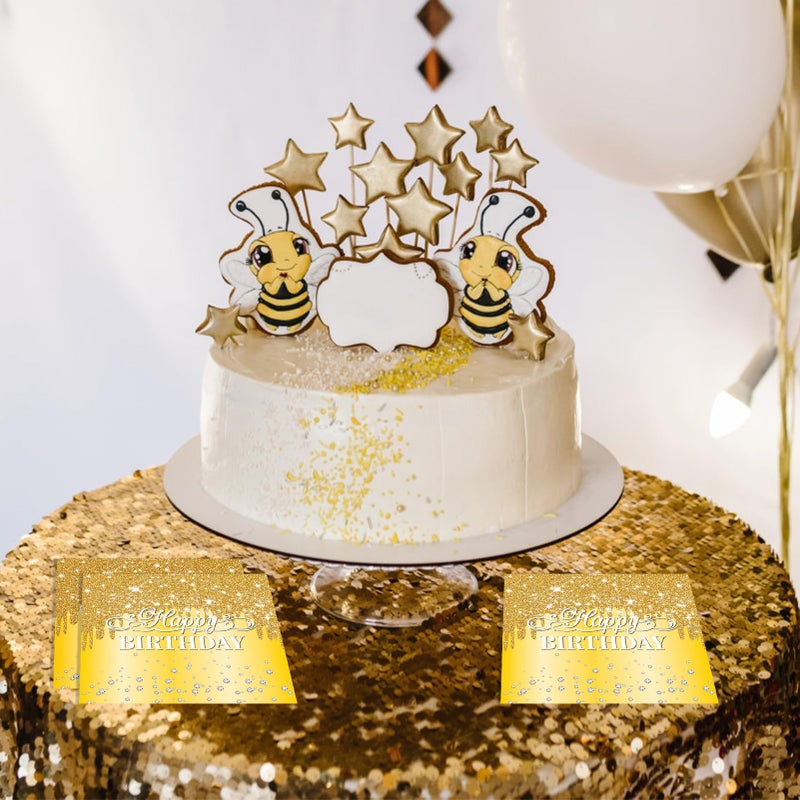 Muplaya 40pcs Happy Birthday Napkins Gold Happy Birthday Decorations for Women and Girls Disposable Paper Sparkle Diamond Gold Napkins for Birthday Wedding Anniversary Baby Shower Party Decor  - Image 4