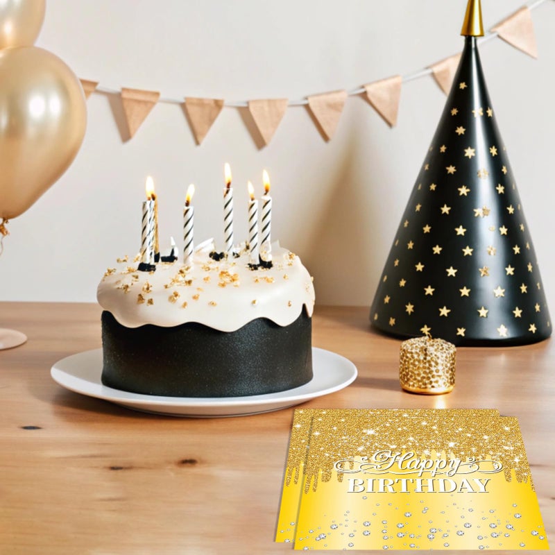 Muplaya 40pcs Happy Birthday Napkins Gold Happy Birthday Decorations for Women and Girls Disposable Paper Sparkle Diamond Gold Napkins for Birthday Wedding Anniversary Baby Shower Party Decor  - Image 5