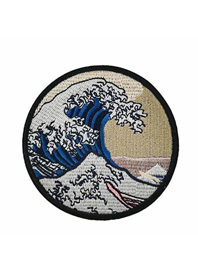 Cute-Patch TM The Great Wave Off Kanagawa Embroidered Iron On Sew On Applique - Image 1