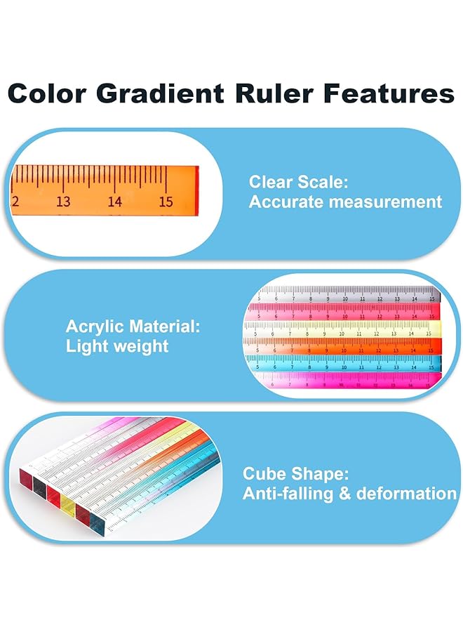 إيروريكس مجموعة أدوات رسم مكعبية شفافة من الأكريليك لرسم الأشكال، أداة قياس شفافة للطلاب والبالغين والفصول الدراسية والمكاتب، عبوة من 6 قطع مقاس 15 سم - Image 2