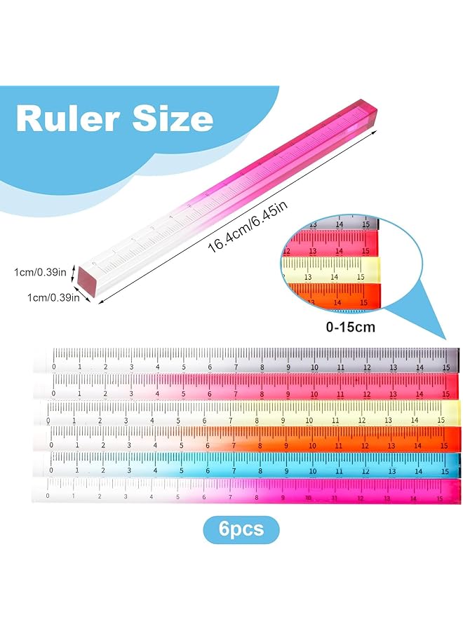 إيروريكس مجموعة أدوات رسم مكعبية شفافة من الأكريليك لرسم الأشكال، أداة قياس شفافة للطلاب والبالغين والفصول الدراسية والمكاتب، عبوة من 6 قطع مقاس 15 سم - Image 5