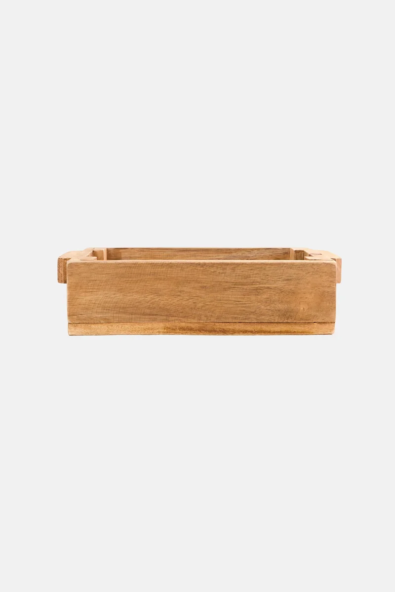 Muy Mucho Wood Storage Basket , Tan