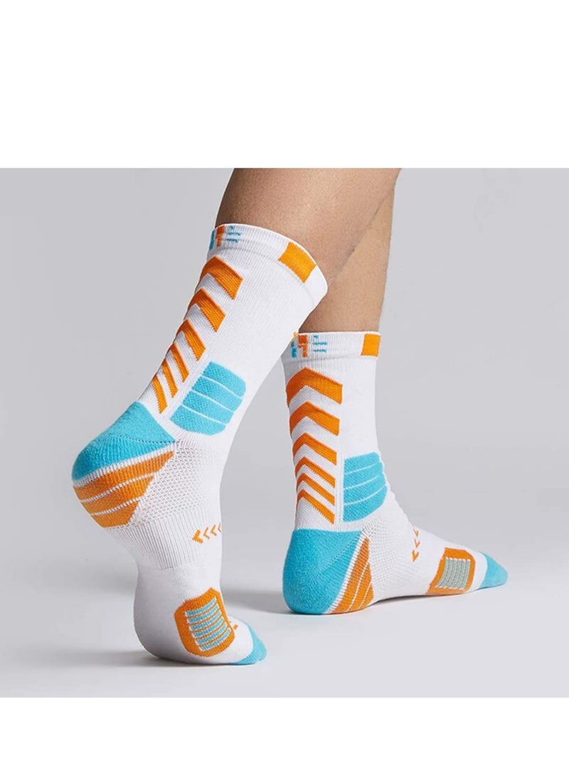Basketball Socks for Men Running Training Boys Compression Cotton Sock Men's Athletic Crew Socks Performance Thick Cushioned Sport Lightweight and Breathable 5 Pairs