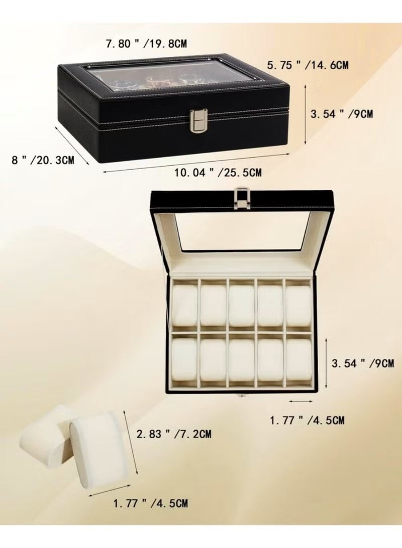 10 Compartment Watch Organizer, Leather Storage Organizer for Men and Women - Image 3