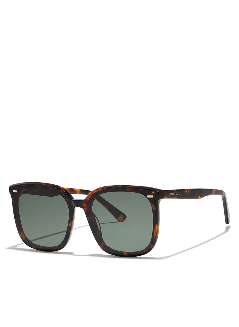 30Sundays 30Sundays ATHENA Women's Sunglasses, Tortoise/Green