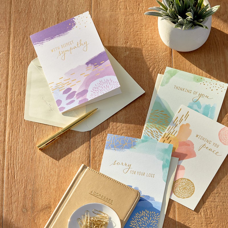 Hallmark Sympathy Cards Assortment  Abstract Watercolor (16 Assorted Thinking of You Cards with Envelopes) - Image 2