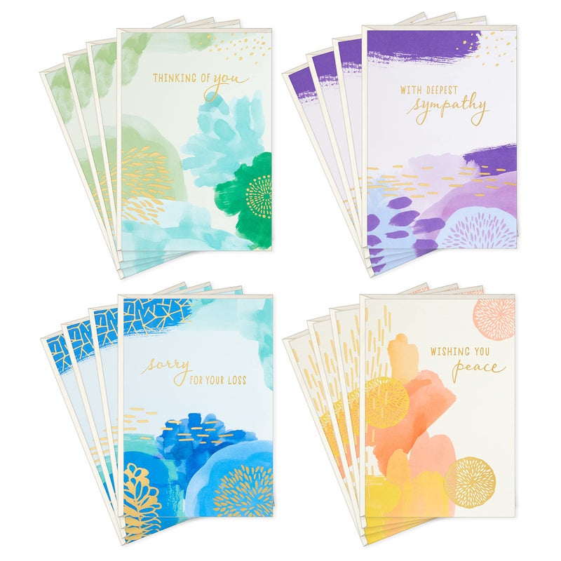 Hallmark Sympathy Cards Assortment  Abstract Watercolor (16 Assorted Thinking of You Cards with Envelopes) - Image 1