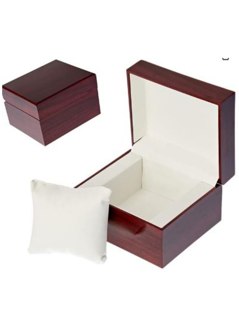 Wooden Watch Box, Single Unit, Wrist Watch and Bangle Gift Box with Pillow - Image 1