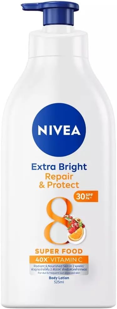 NIVEA Extra Bright Repair Protect Body Lotion 40X Vitamin C from 8 Superfoods SPF30 PA Whitening Vitamin C 24hr Moisture 550ml