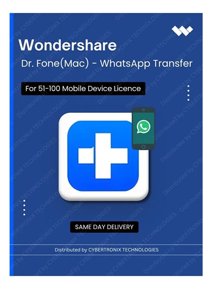 WonderShare Dr.Fone (Mac) - WhatsApp Transfer | 51-100 Mobile Device | Digital License | Same Day Delivery