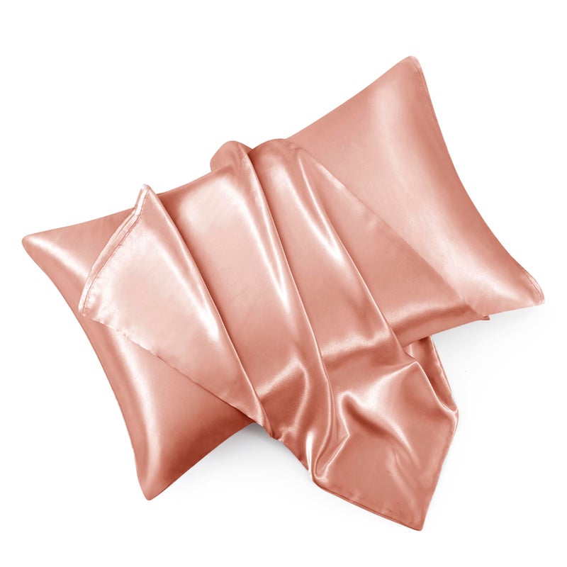 HommxJF HommxJF Rose Gold Satin Pillowcase Standard Set of 2 with Envelope Closure  - Image 1
