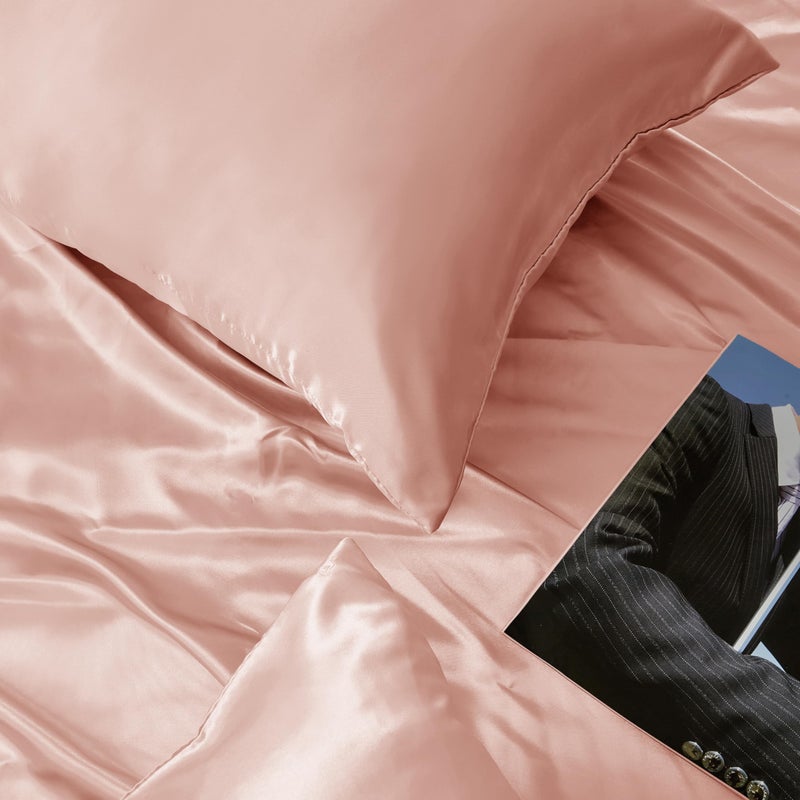 HommxJF HommxJF Rose Gold Satin Pillowcase Standard Set of 2 with Envelope Closure  - Image 4