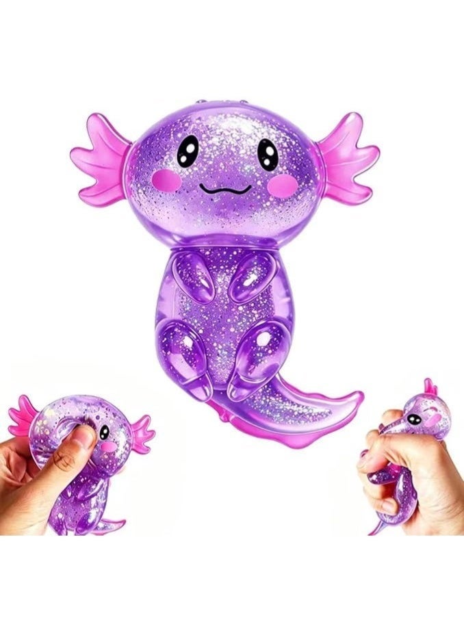 Western Mountains Axolotls Squishies Fidget Stress Ball,Cute Squishies Axolotls Toy,Easter Basket Stuffers, Stress Ball Squeeze Toys for Stress Relief (Purple) - Image 1