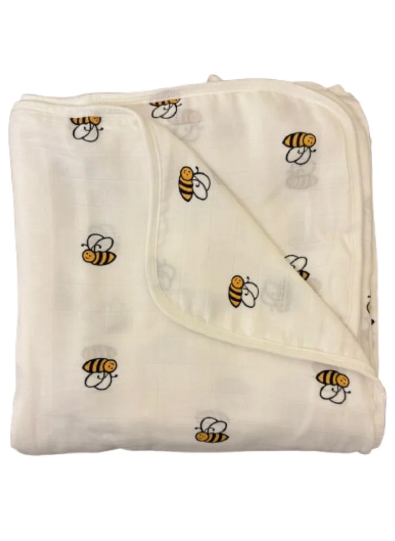 TUMMY TUMMY Bee Printed Organic Muslin Baby Essential Blanket