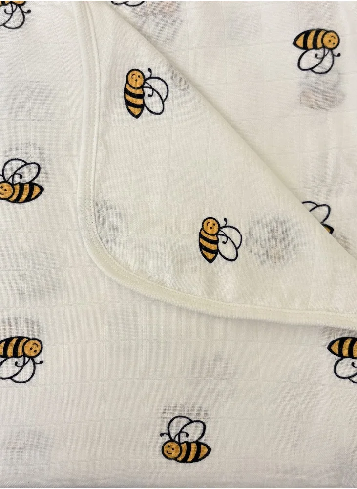 TUMMY TUMMY Bee Printed Organic Muslin Baby Essential Blanket