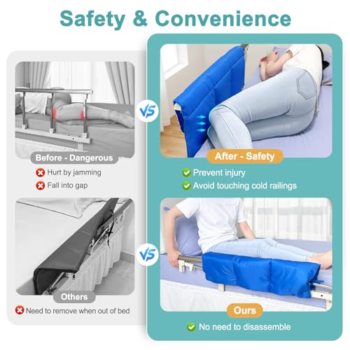NEAUDE Bed Rail Covers for Hospital Bed Elderly Adults Bumper Seniors Guard Rail Bumpers Pads Bed Protector Side Padded Cover Bed Rail Padding Rails Not Included, Padded Cover Only (32x12inch, 2 PCS) - Image 4