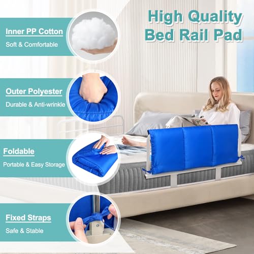 NEAUDE Bed Rail Covers for Hospital Bed Elderly Adults Bumper Seniors Guard Rail Bumpers Pads Bed Protector Side Padded Cover Bed Rail Padding Rails Not Included, Padded Cover Only (32x12inch, 2 PCS) - Image 2